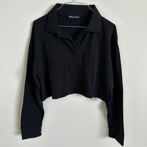 Zara cropped long sleeves polo shirt